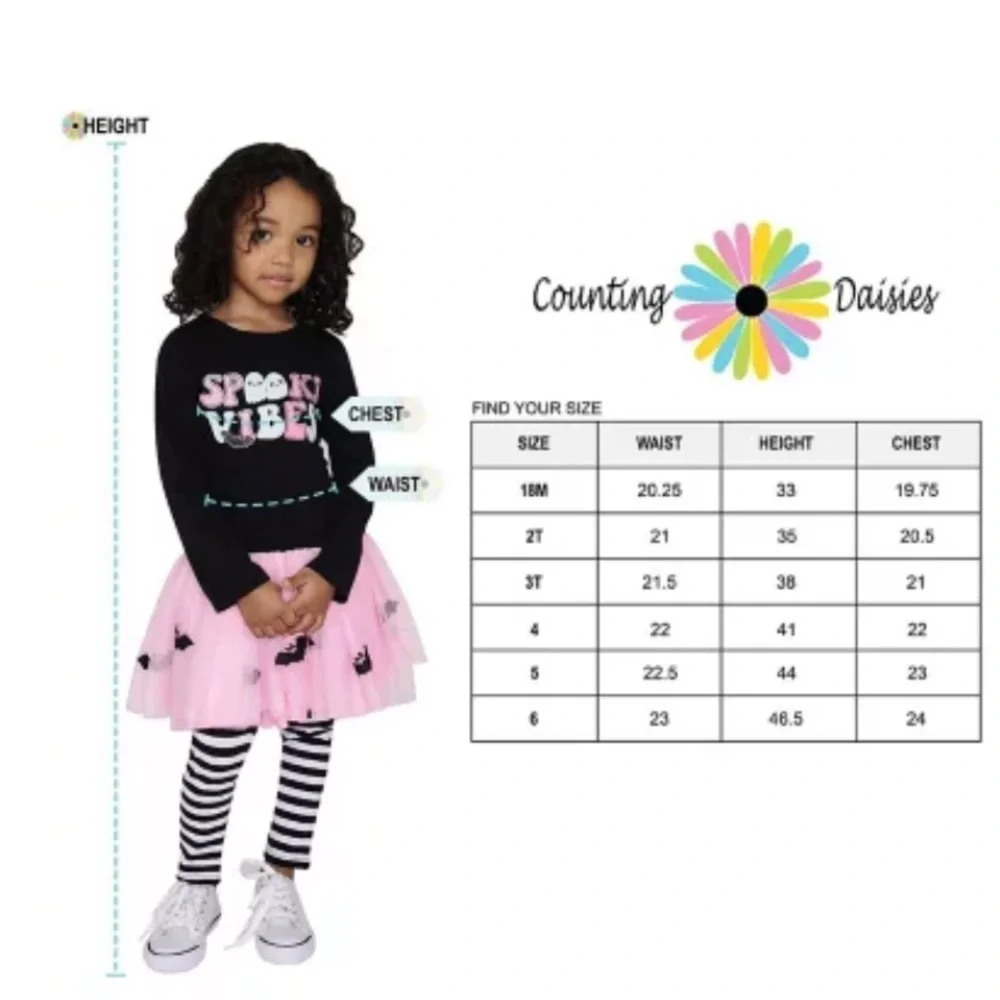 COUNTING DAISIES Girls' Halloween Spooky Vibes Tutu and Legging set size-various